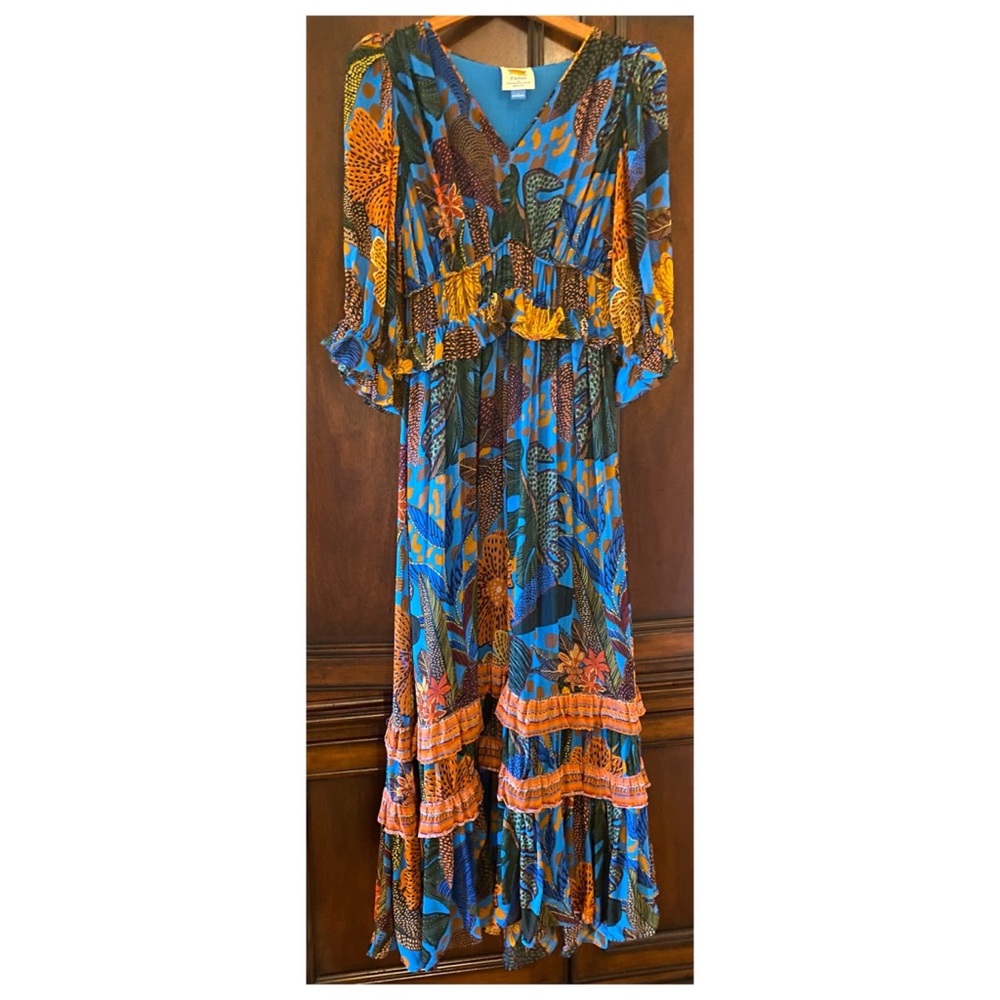 FARM Rio Blue and Orange Floral Maxi Dress - Picture 5 of 14